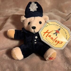 HAMLEYS Collectable Vintage Beige 15cm Policeman Teddy Bear in Blue Uniform